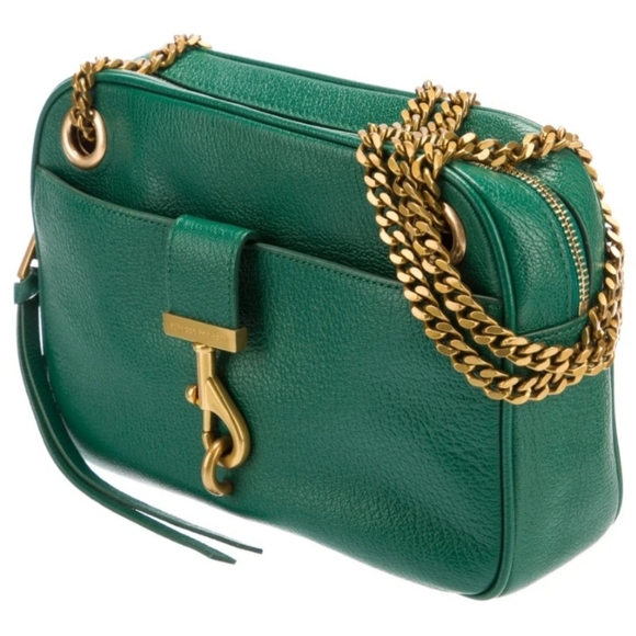 Rebecca Minkoff Lou shoulder bag green leather brushed gold hardware - Picture 3 of 10